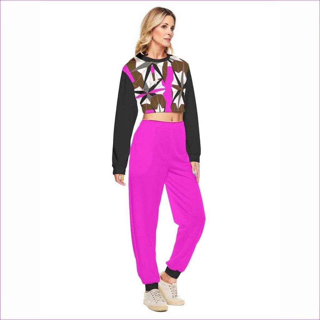 - Pinaccle 4 Womens Cropped Sweatshirt Set - Ladys two piece outfit at TFC&H Co.
