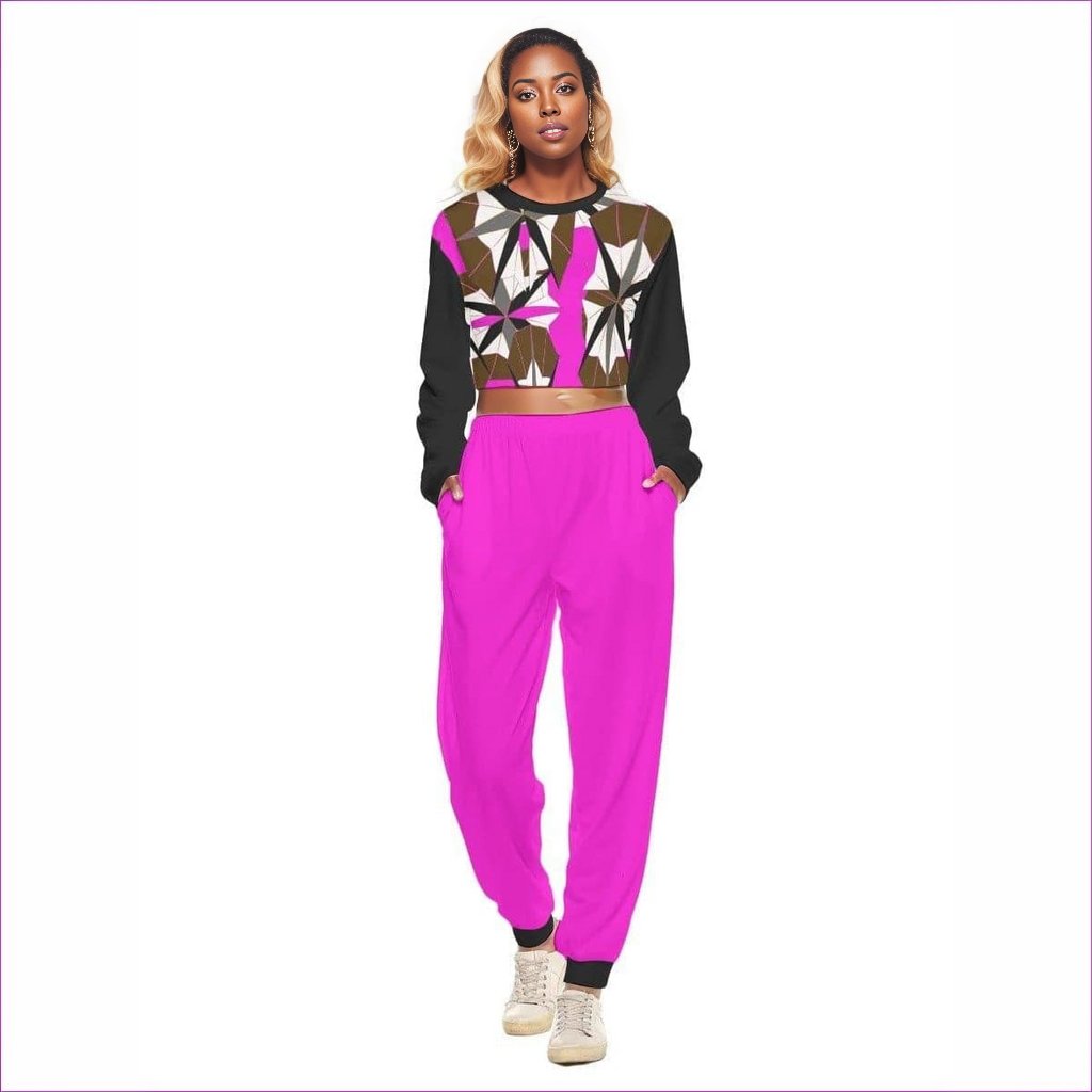 - Pinaccle 4 Womens Cropped Sweatshirt Set - Ladys two piece outfit at TFC&H Co.