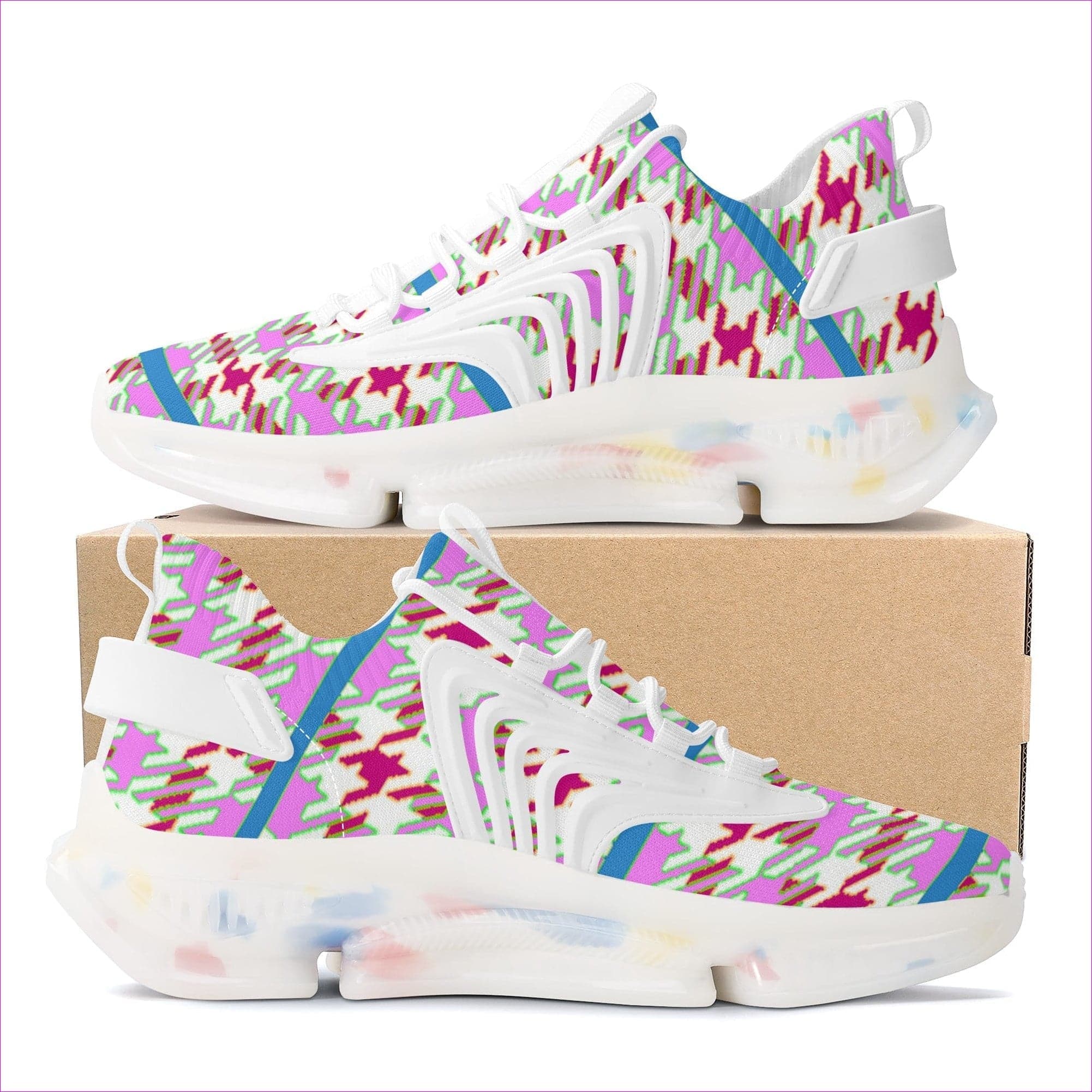 - Pink Houndstooth React Sneakers - shoes at TFC&H Co.