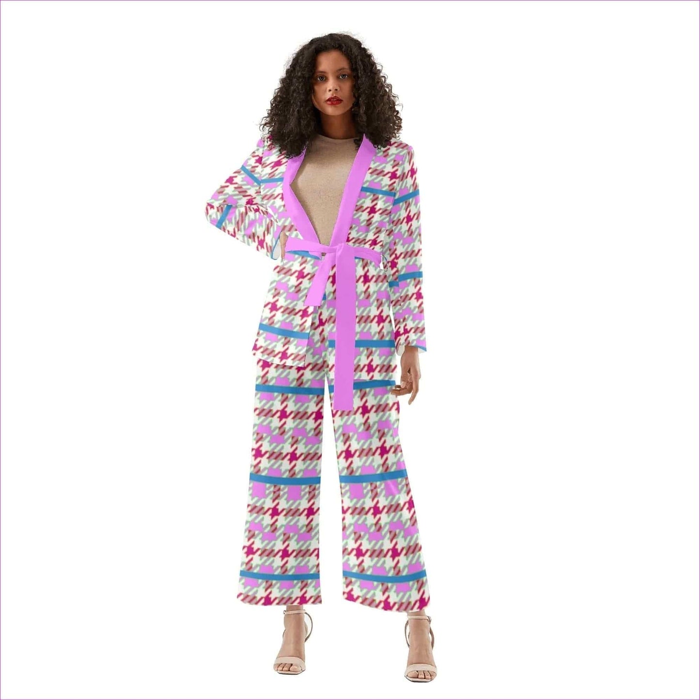 Pink Houndstooth Womens Suit - women's suit at TFC&H Co.