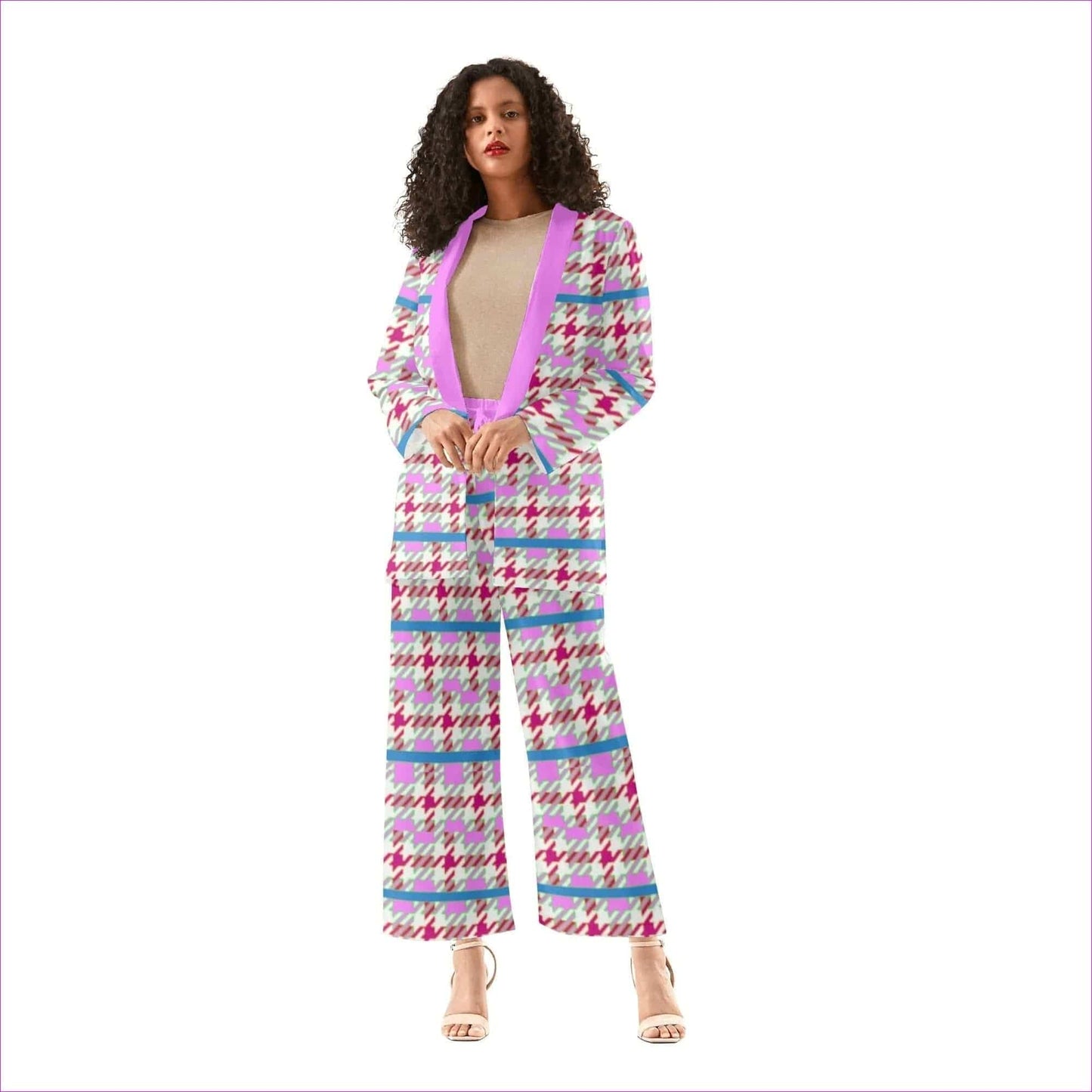 Pink Pink Houndstooth Womens Suit - women's suit at TFC&H Co.