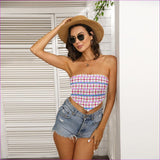 Pink - Pink Houndstooth Womens Tube Top Voluptuous (Plus Size) - womens crop top at TFC&H Co.