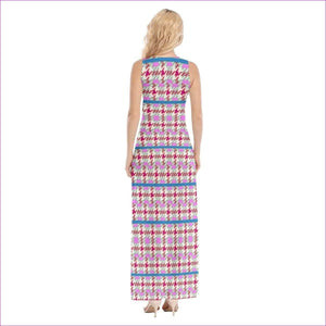 - Pink Houndstooth Womens Vest Maxi Dress - womens dress at TFC&H Co.