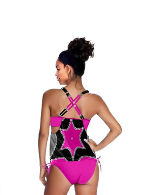 Pink Star Tankini Set - women's one piece swimsuit at TFC&H Co.
