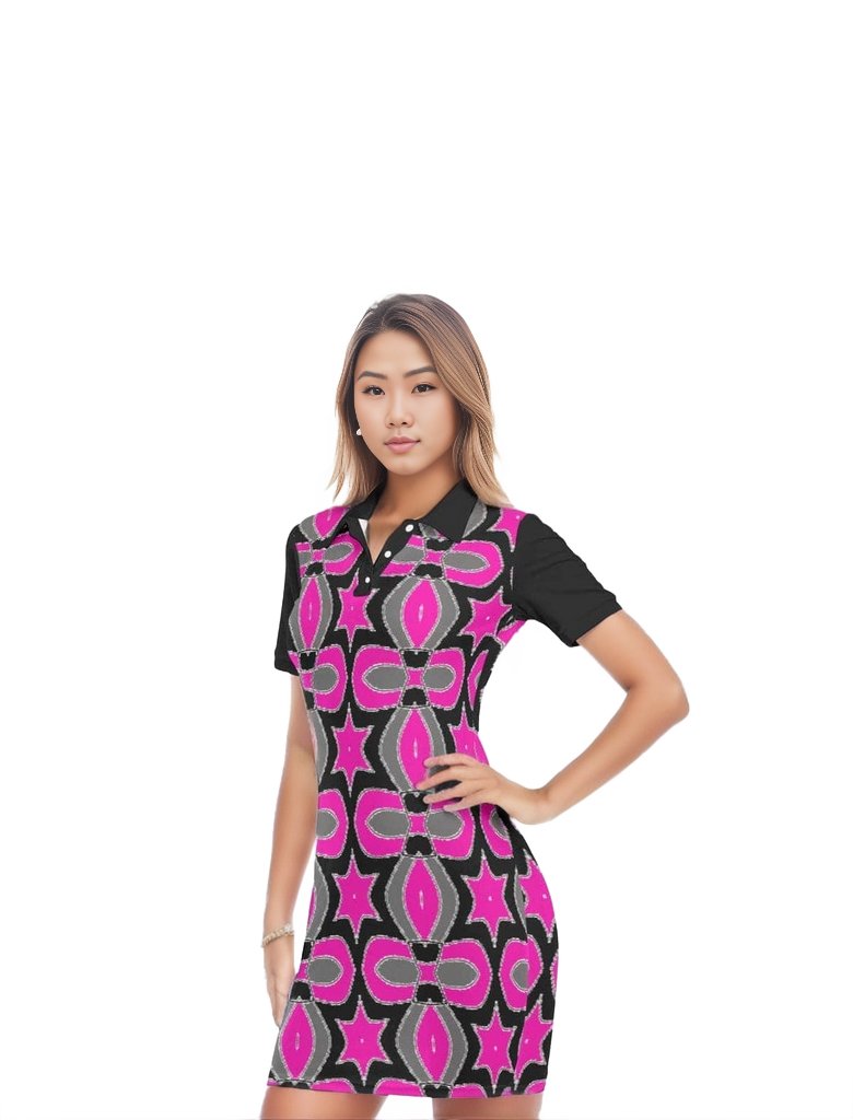 Pink Star Womens Polo Collar Dress - women's dress at TFC&H Co.