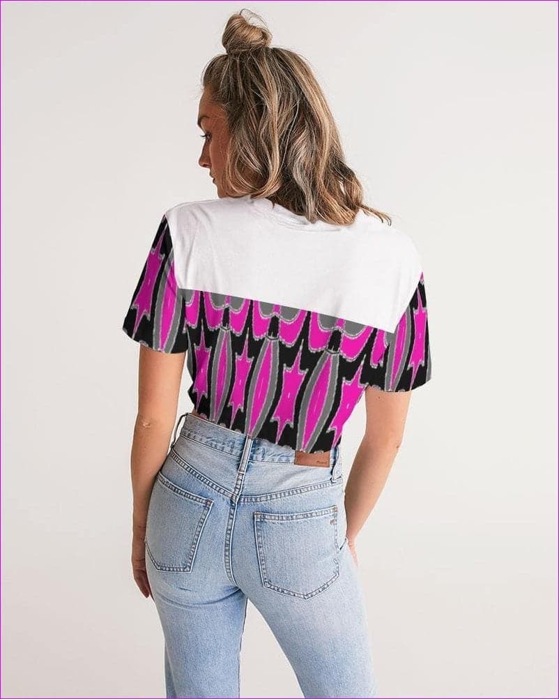 Pink Star Womens Twist-Front Cropped Tee - women's crop top at TFC&H Co.