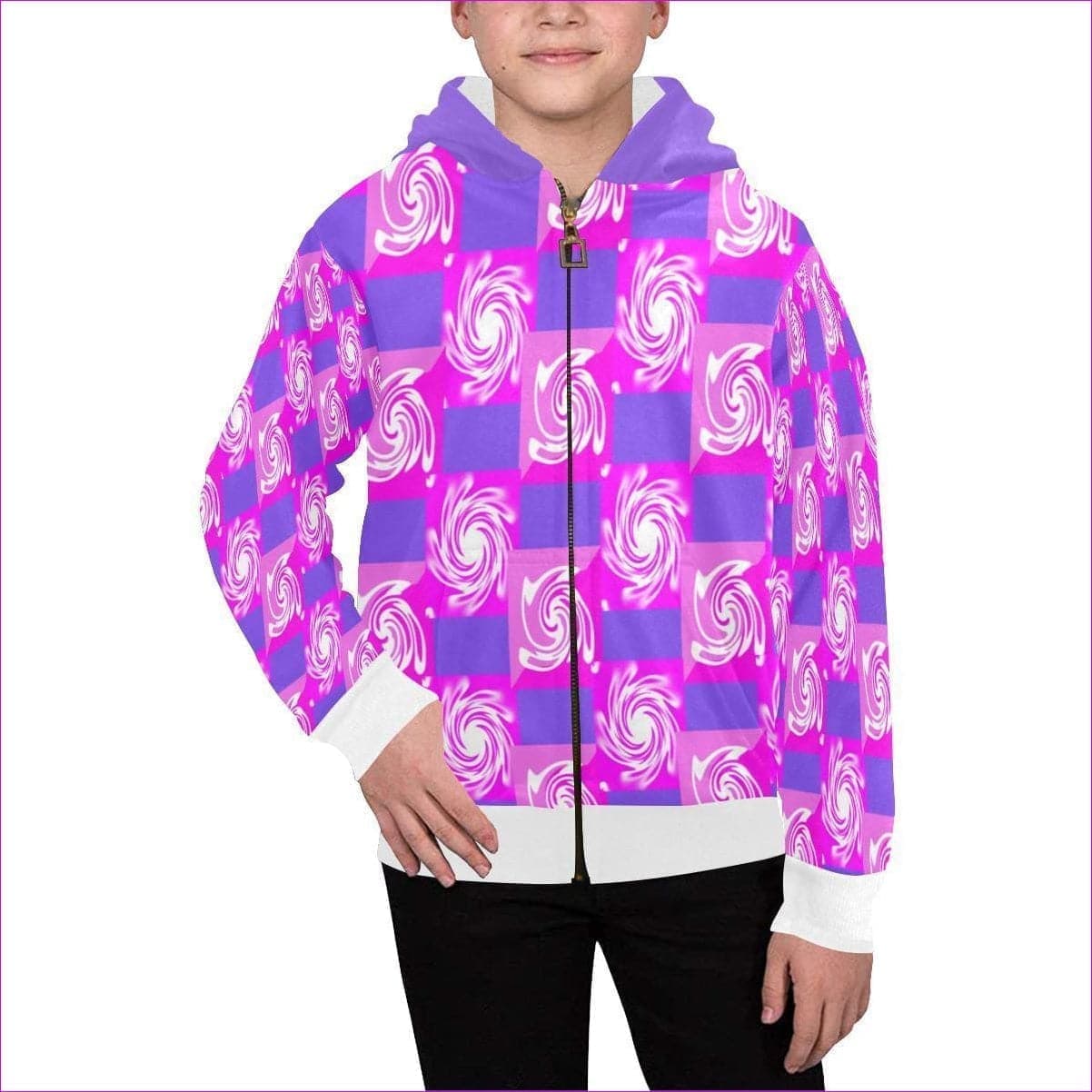 Pink Whirlwind Kids Fuzzy Hoodie - kid's hoodie at TFC&H Co.