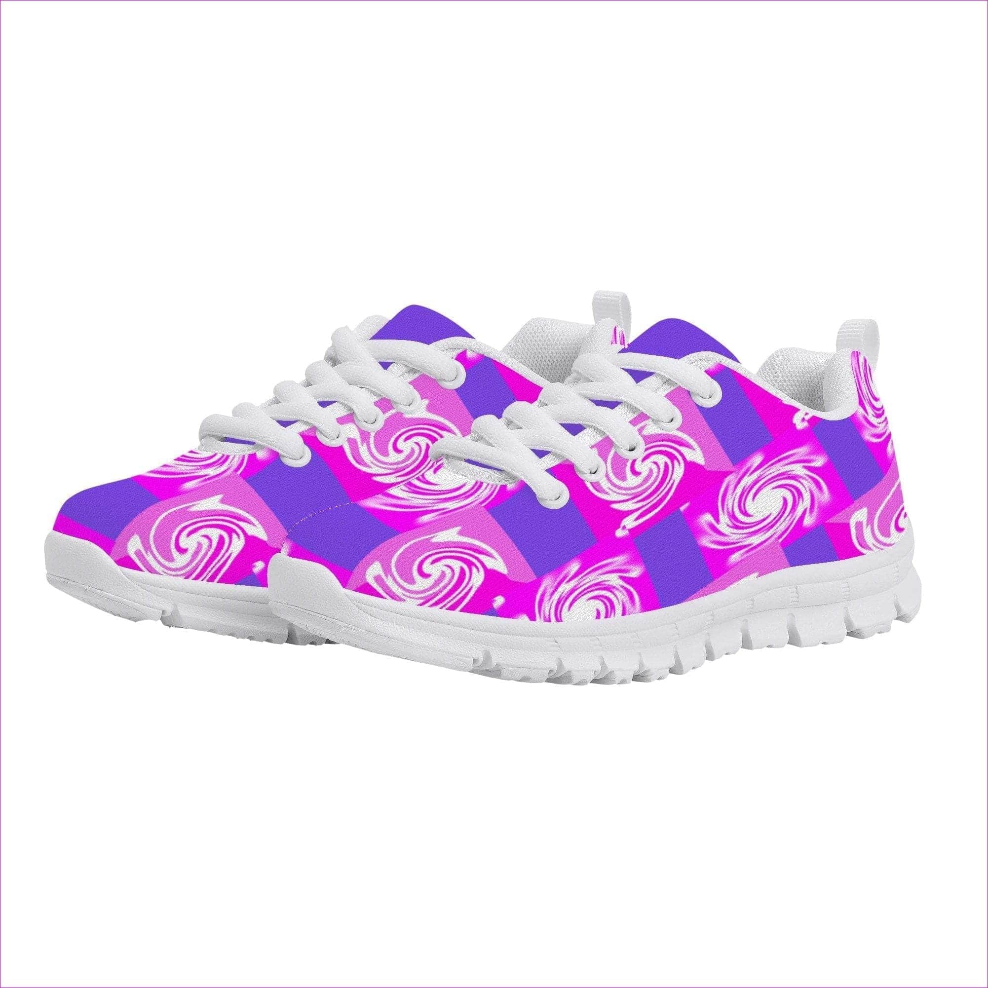 US3 Youth EU34 - Pink Whirlwind Kids Sneakers - White - kids shoe at TFC&H Co.