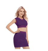 Purple - Plaid Desire Women's V Collar Vest Skirt Set - womens top & skirt set at TFC&H Co.
