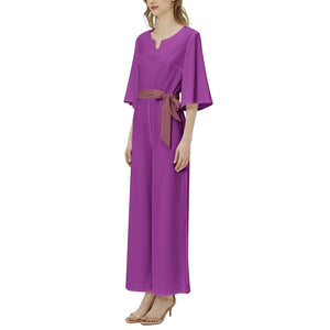 - Plum Berry Dolman Sleeve Belted Wide Leg Jumpsuit - womens jumpsuit at TFC&H Co.