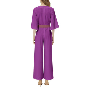 - Plum Berry Dolman Sleeve Belted Wide Leg Jumpsuit - womens jumpsuit at TFC&H Co.