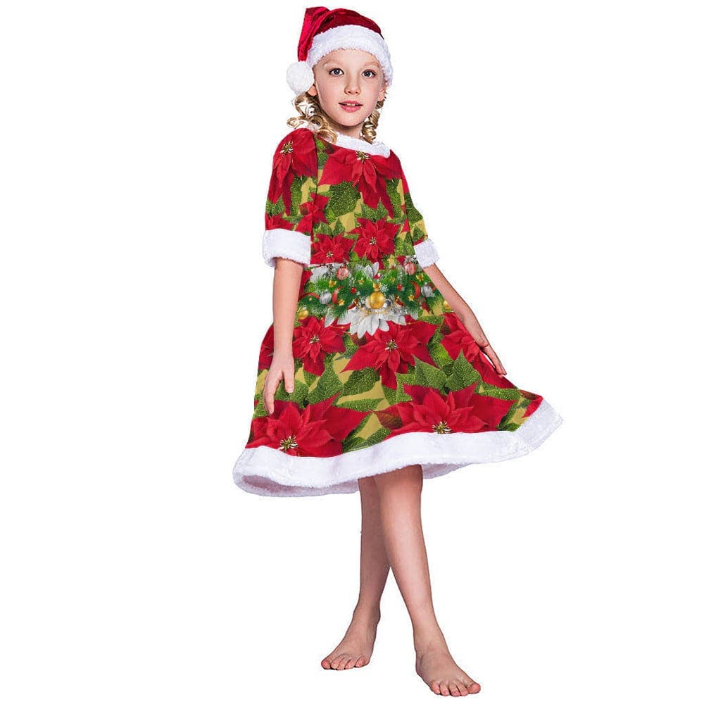 Poinsettias and Tinsel Mommy & Me Christmas Dress for Girls - girls dress at TFC&H Co.