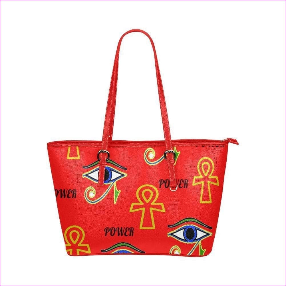 One Size Power - Red Leather Tote Bag (Model 1651) (Big) Power Clothing Leather Tote - handbag at TFC&H Co.