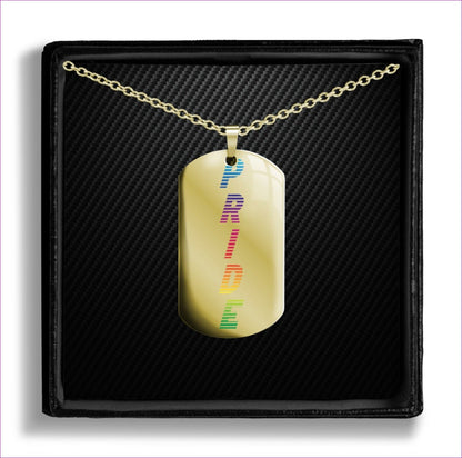 Gold With Cable Chain 18" to 22" Pride Dog Tags- Ships from The US - necklace at TFC&H Co.