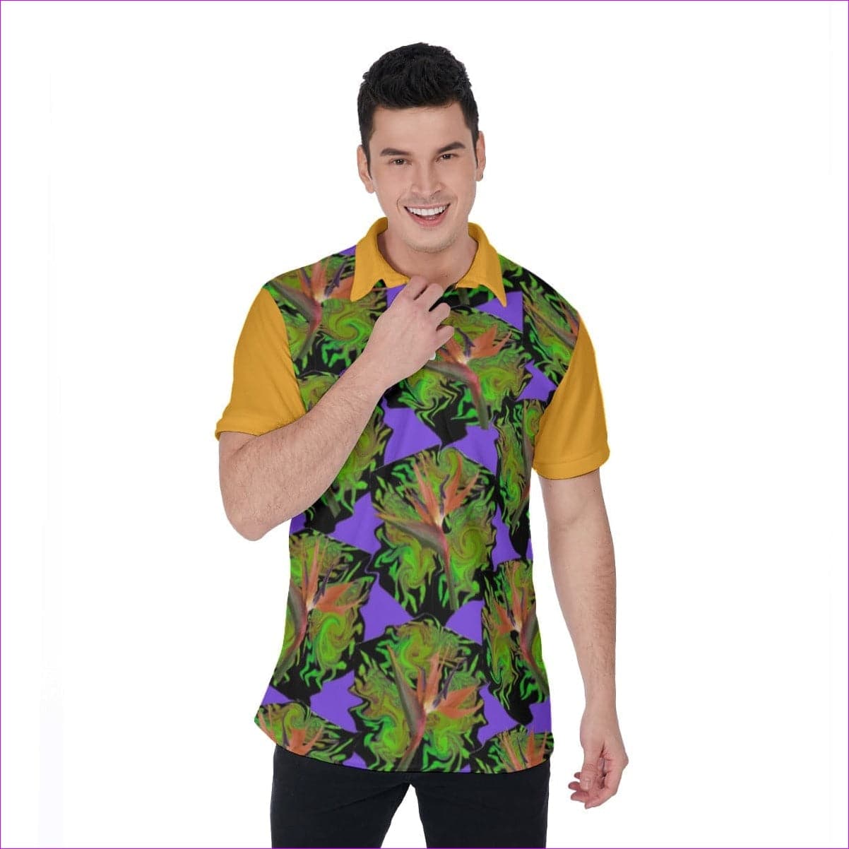 multi-colored Psychedelic Paradise Men's Polo Shirt - men's polo shirt at TFC&H Co.