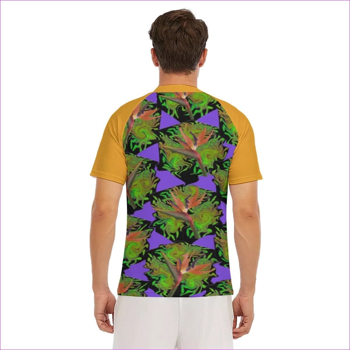 - Psychedelic Paradise Men's Tight Surf Shirt With Half Sleeves - mens surf tee at TFC&H Co.