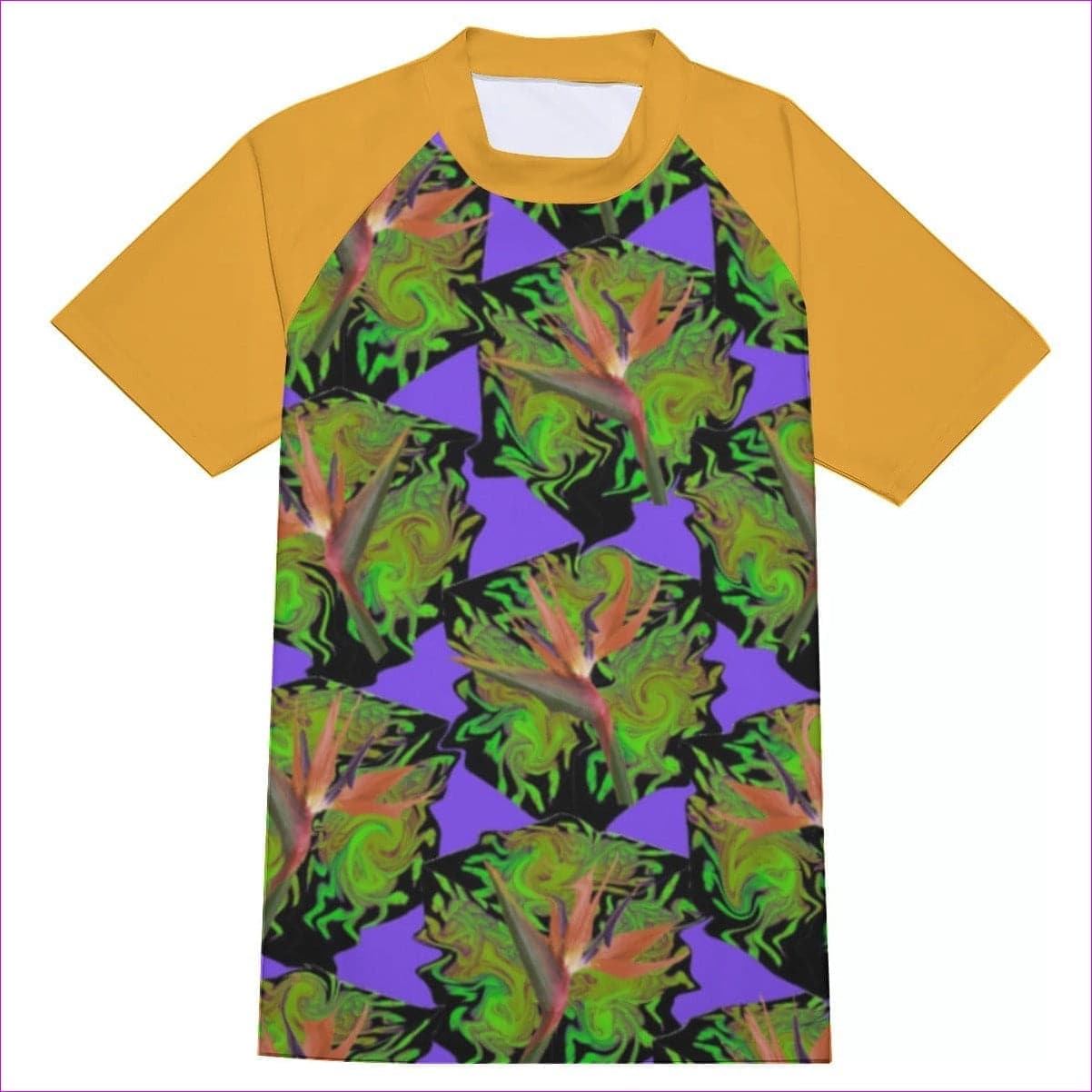 - Psychedelic Paradise Men's Tight Surf Shirt With Half Sleeves - mens surf tee at TFC&H Co.