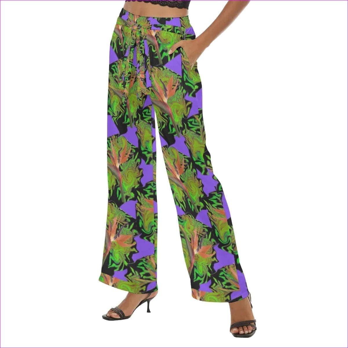 multi-colored Psychedelic Paradise Womens Casual Straight-leg Pants - women's straight leg pants at TFC&H Co.