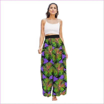 multi-colored Psychedelic Paradise Womens High Waist Wide Leg Trousers - women's palazzo pants at TFC&H Co.