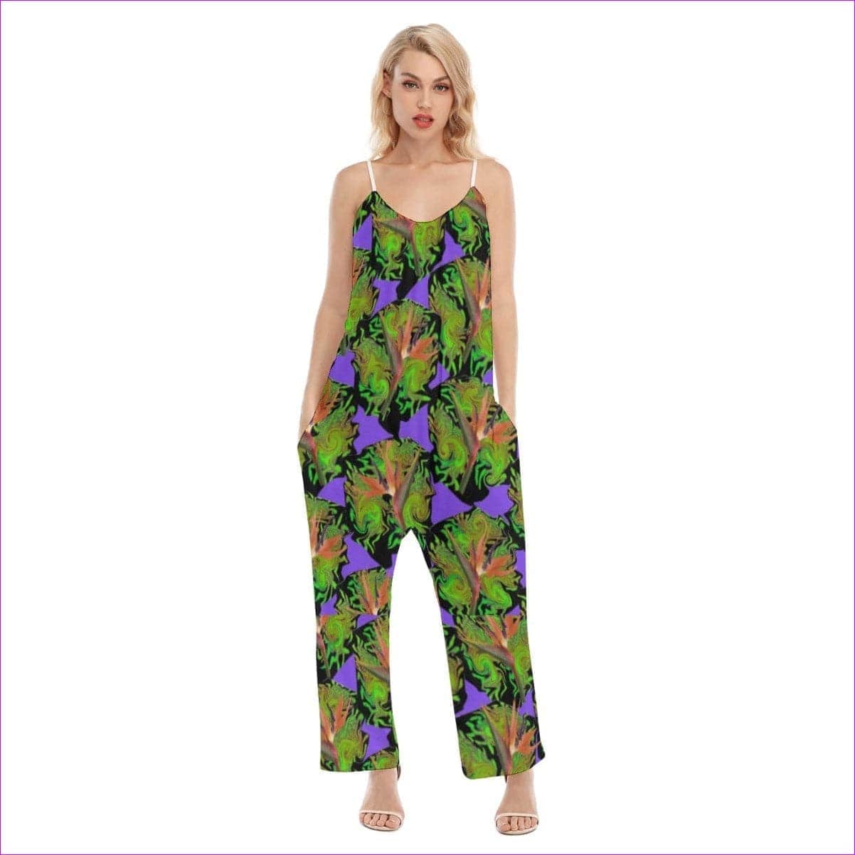 Psychedelic Paradise Womens Loose Cami Jumpsuit - women's jumpsuit at TFC&H Co.