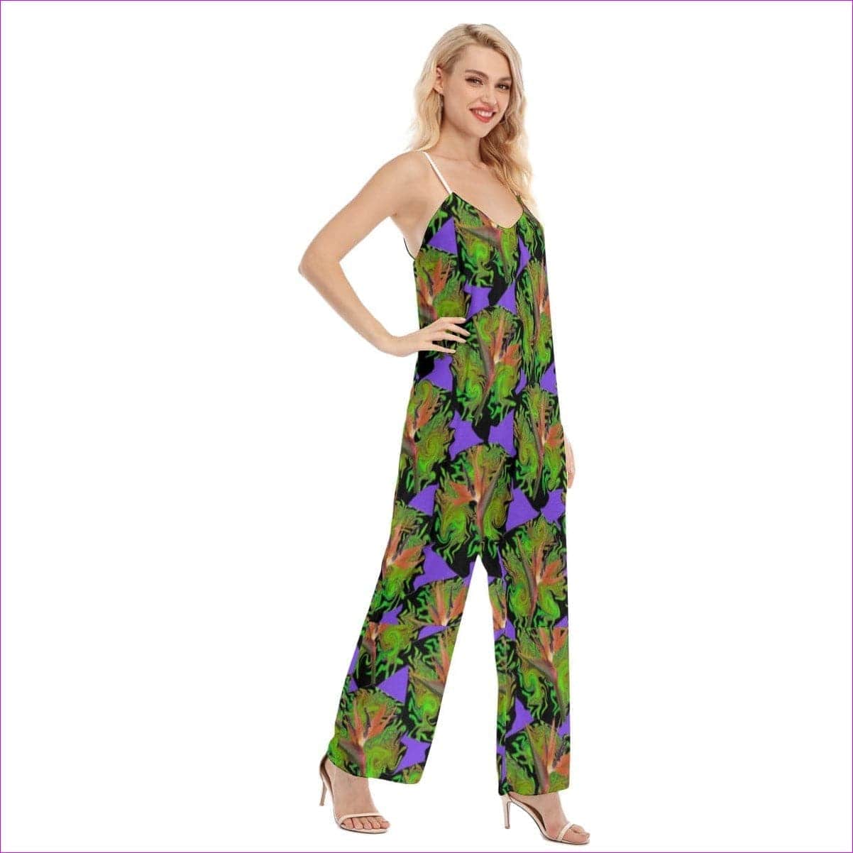 - Psychedelic Paradise Womens Loose Cami Jumpsuit - womens jumpsuit at TFC&H Co.