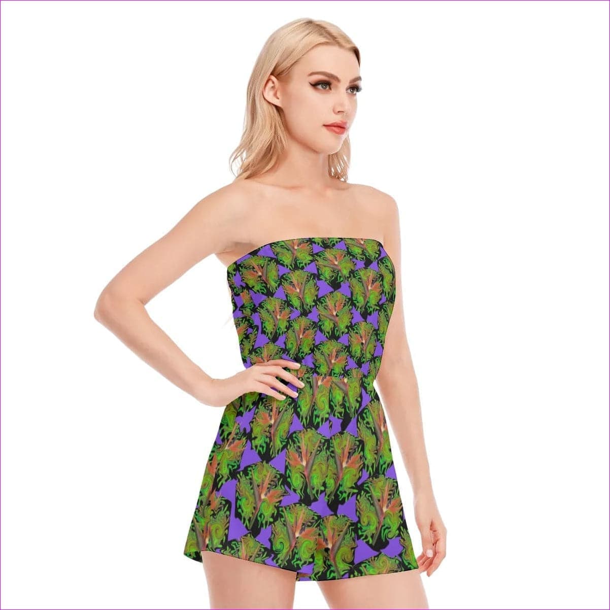 multi-colored Psychedelic Paradise Womens Tube Top Romper - women's romper at TFC&H Co.