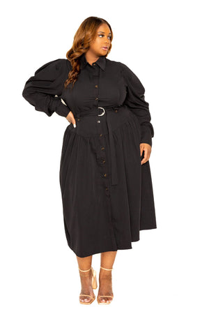 - Puff Sleeve Trench Jacket Dress Voluptuous (+) Plus Size - 2 colors - Ships from The US - womens dress at TFC&H Co.