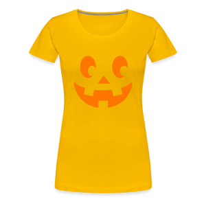sun yellow Pumpkin Face Halloween Women’s T-Shirt - Women’s Premium T-Shirt | Spreadshirt 813 at TFC&H Co.