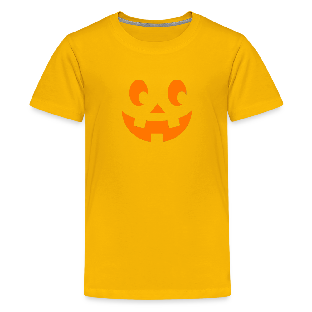 sun yellow Youth XS - Pumpkin Face Kids' Halloween T-Shirt - Kids Premium T-Shirt | Spreadshirt 815 at TFC&H Co.