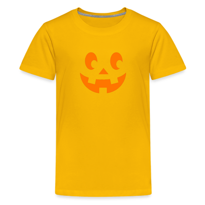 sun yellow Youth XS Pumpkin Face Kids' Halloween T-Shirt - Kids' Premium T-Shirt | Spreadshirt 815 at TFC&H Co.