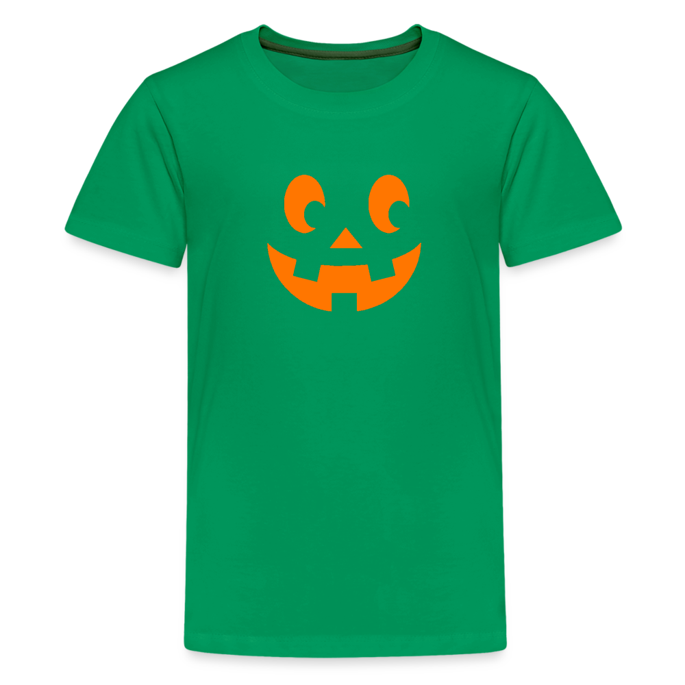 kelly green Youth XS Pumpkin Face Kids' Halloween T-Shirt - Kids' Premium T-Shirt | Spreadshirt 815 at TFC&H Co.