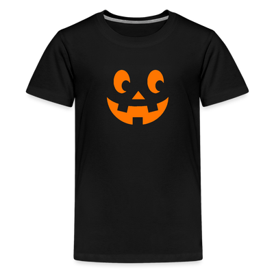 black Youth XS - Pumpkin Face Kids' Halloween T-Shirt - Kids Premium T-Shirt | Spreadshirt 815 at TFC&H Co.