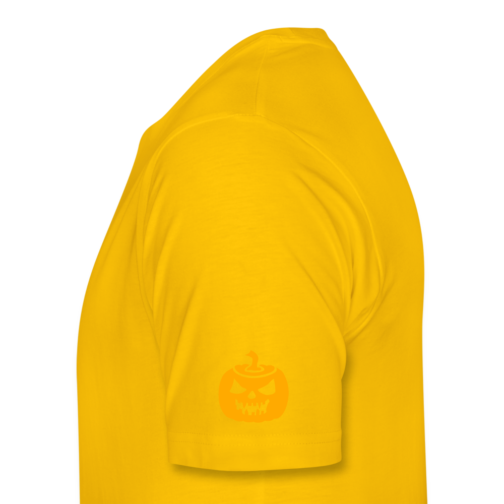 sun yellow Pumpkin Face Men's Halloween T-Shirt - Men's Premium T-Shirt | Spreadshirt 812 at TFC&H Co.