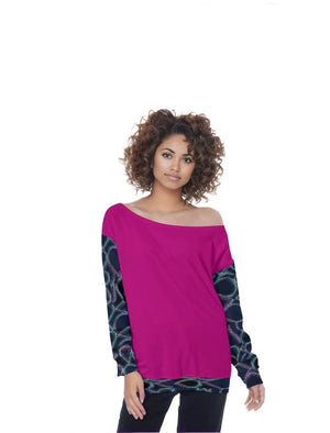 pink - Pure Hydro Oversized Womens Off-Shoulder Sweatshirt - womens sweatshirt at TFC&H Co.