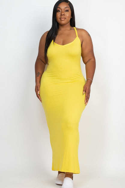 YELLOW Racer Back Maxi Dress Voluptuous (+) Plus Size - Ships from The US - women's dress at TFC&H Co.