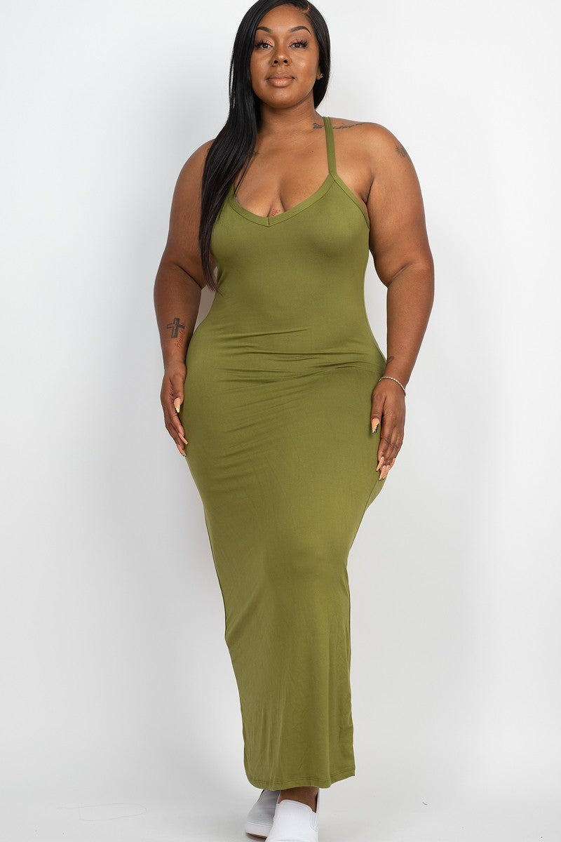 OLIVE BRANCH Racer Back Maxi Dress Voluptuous (+) Plus Size - Ships from The US - women's dress at TFC&H Co.