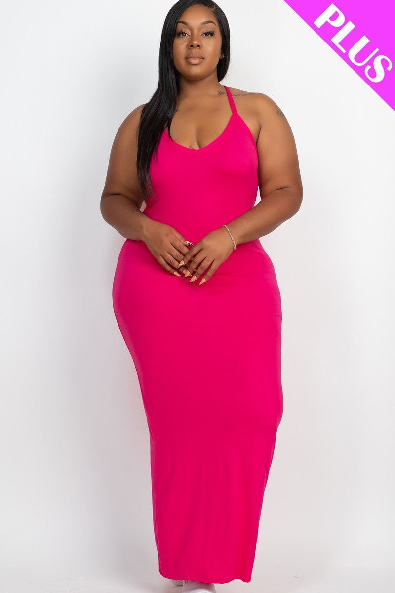 FUCHSIA Racer Back Maxi Dress Voluptuous (+) Plus Size - Ships from The US - women's dress at TFC&H Co.