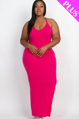 FUCHSIA Racer Back Maxi Dress Voluptuous (+) Plus Size - Ships from The US - women's dress at TFC&H Co.