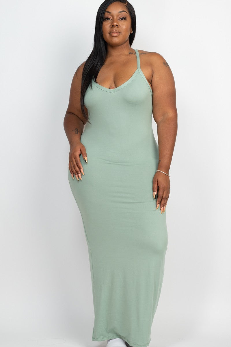 GREEN BAY Racer Back Maxi Dress Voluptuous (+) Plus Size - Ships from The US - women's dress at TFC&H Co.