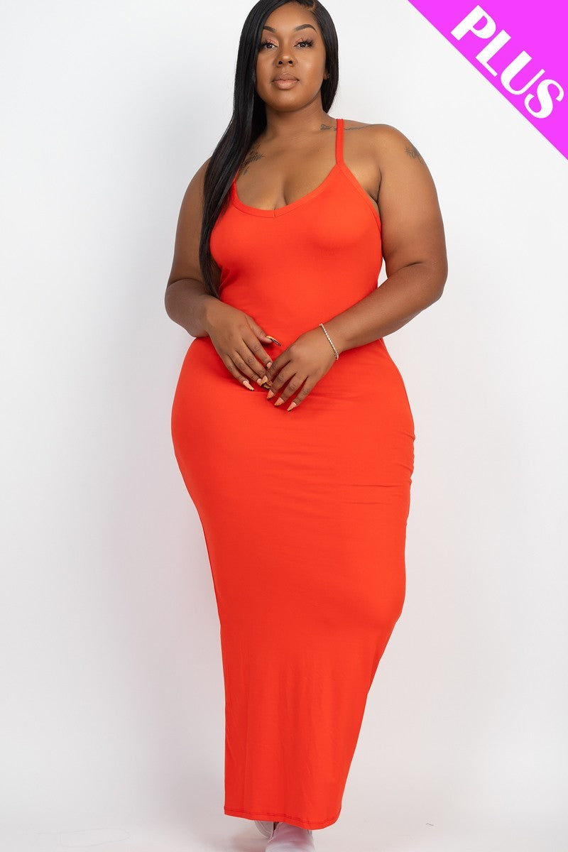 RED ALERT Racer Back Maxi Dress Voluptuous (+) Plus Size - Ships from The US - women's dress at TFC&H Co.