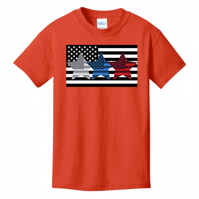 KIDS T-SHIRTS ORANGE - Flag Star Kid's T-shirt - Ships from The US - boys t-shirt at TFC&H Co.