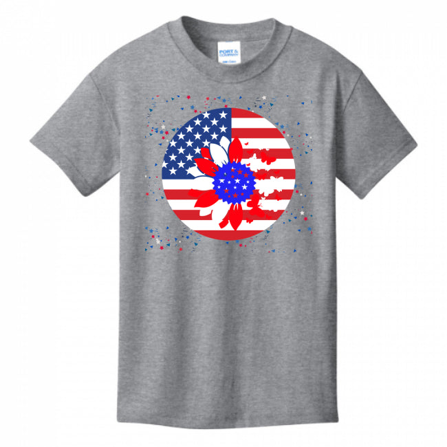 KIDS T-SHIRTS ATHLETIC-HEATHER - Petal Flag Girl's T-shirt - Ships from The US - girls t-shirt at TFC&H Co.