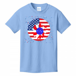 KIDS T-SHIRTS LIGHT-BLUE - Petal Flag Girl's T-shirt - Ships from The US - girls t-shirt at TFC&H Co.