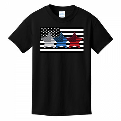 KIDS T-SHIRTS BLACK - Flag Star Kid's T-shirt - Ships from The US - boys t-shirt at TFC&H Co.