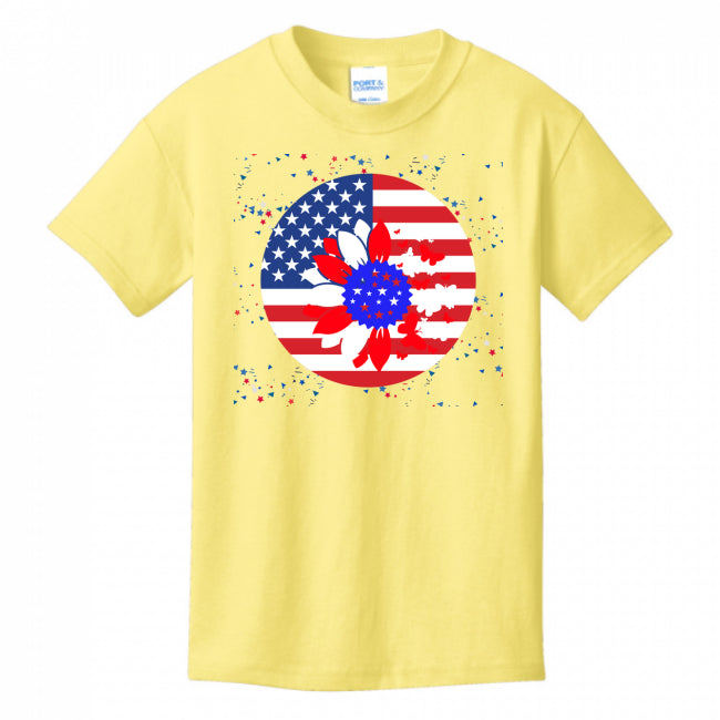 KIDS T-SHIRTS YELLOW - Petal Flag Girl's T-shirt - Ships from The US - girls t-shirt at TFC&H Co.