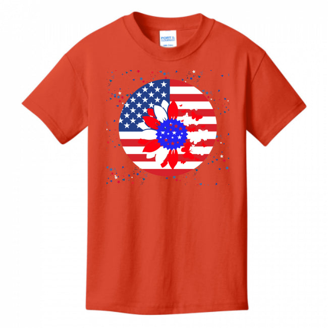 KIDS T-SHIRTS ORANGE - Petal Flag Girl's T-shirt - Ships from The US - girls t-shirt at TFC&H Co.
