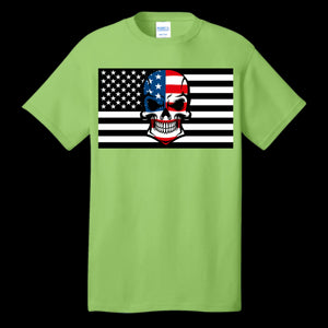 MENS T-SHIRT LIME - Skull Flag Men's Cotton Crew Neck Tee - Ships from The US - mens t-shirt at TFC&H Co.