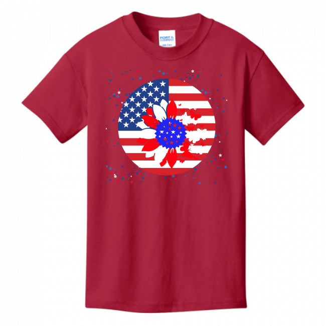 KIDS T-SHIRTS RED - Petal Flag Girl's T-shirt - Ships from The US - girls t-shirt at TFC&H Co.