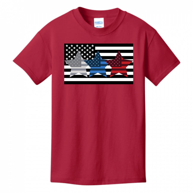 KIDS T-SHIRTS RED - Flag Star Kid's T-shirt - Ships from The US - boys t-shirt at TFC&H Co.