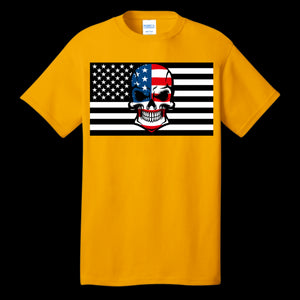 MENS T-SHIRT GOLD - Skull Flag Men's Cotton Crew Neck Tee - Ships from The US - mens t-shirt at TFC&H Co.